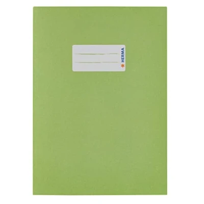 Image of HERMA Paper Exercise Book Cover A5, with Inscription Field, Made of 100% Recycled Paper, Slip on Jackets for School, Light Green