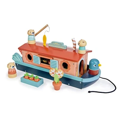 Image of Tender Leaf Toys Explore the Enchanting Merrywood Wooden Pretend Woodland Characters and Environments (Canal Boat)