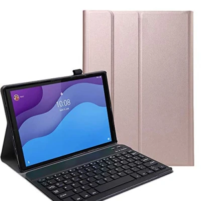 Image of Keyboard Case for Lenovo Tab M10 HD (2nd Gen) 10.1 (AZERTY Layout), Ultra Slim Flip with Removable Wireless Stand Cover TB X306F/X306X, Rose gold