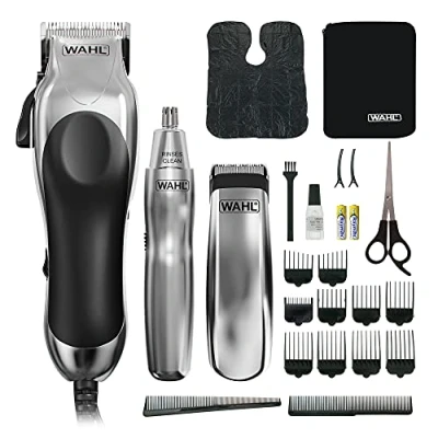 Image of Wahl 3 in 1 Chrome Pro Deluxe Head Shaver Men&#039;s Hair Clippers, Nose Trimmer for Men, Beard Trimmer, Stubble Male Grooming Set, Prime Day Deal