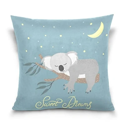 Image of 45cmx45cm Throw Pillow Covers, Cute Koala Bear Print Decorative Case Square Pillowcase Cushion for Sofa Couch Living Room Bedroom