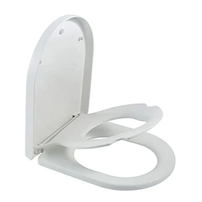 Image of ECOSPA D Shape Family Friendly Toilet Seat with Soft Close Functions, Removeable Child and Top &amp; Bottom Hinges to fit 99% Toilets (D Family)