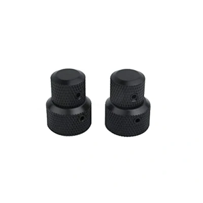 Image of Guyker 2Pcs Concentric Stacked Knobs, Dual Knurled Control High Grade Dome Volume Tone Knob Replacement for Electric Guitar or Precision Bass CNC Machined (Black)