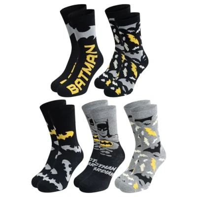 Image of United Labels DC Comics Batman Socks for Men Men&#039;s Trainer Stockings 40 45 (Pack of 5), multicoloured,
