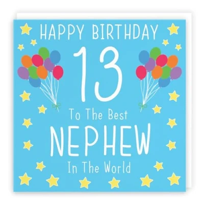 Image of Hunts England Nephew 13th Birthday Card Happy 13 To The Best In World Iconic Collection
