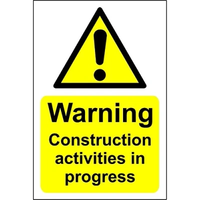 Image of Warning construction activities in progress safety sign 1.2mm Rigid plastic 400mm x 300mm