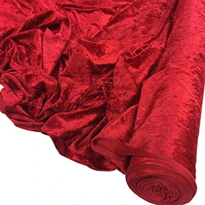 Image of Crushed Velvet Fabric Material Stretch Velour 150cm Wide Metres RED 5m