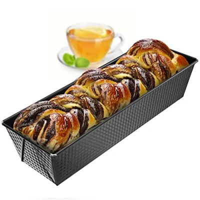 Image of KADAX Baking Tin, Non Stick Coated Sheet Metal Loaf Oblong Tray in Various Sizes, Oven Narrow Pan for Bread, Brownie (35 x 12 cm, Black)