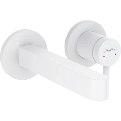 Image of hansgrohe Finoris Basin Mixer Tap for concealed installation wall mounted with spout 16,8 cm, matt white, 76051700