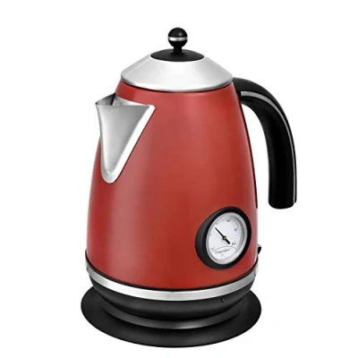 Image of Team Kalorik Cordless Electric Kettle, 1.7 Litres, Stainless Steel, 2000W, Temperature Indicator, Red, TKG JK 1046 R
