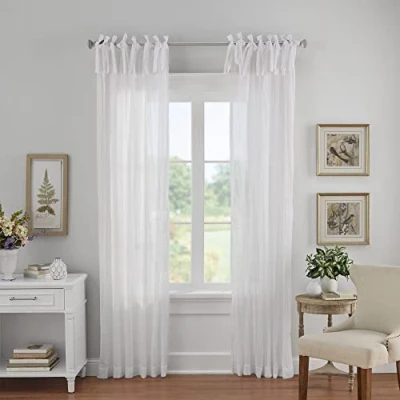 Image of Elrene Home Fashions Single Panel Window Curtain Drape, Polyester, White, 52&quot; x95\
