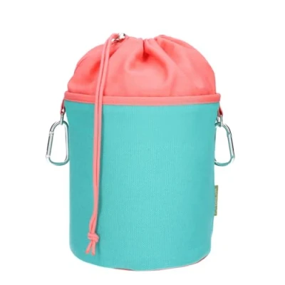 Image of trendfinding Canvas Fabric Clothes Peg Bag with 2 Carabiner Hooks for 200 Pegs, Extra Large and Sturdy, Turquoise Salmon,