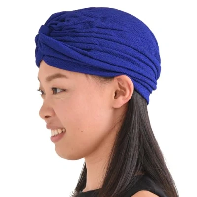 Image of CHARM Casualbox Crepe Twist Turban Hat Woven Headwrap Arabian Festival Boho Navy(Size: One Size)