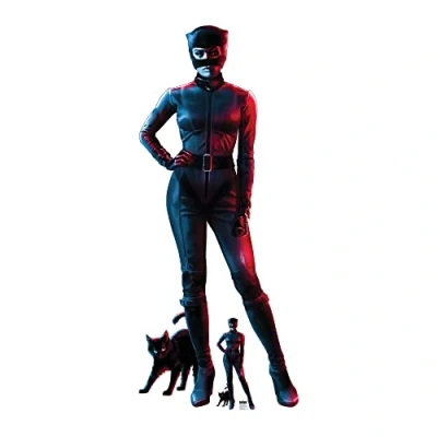 Image of STAR CUTOUTS Official SC4216 Catwoman Red Blue Zoe Kravitz Greatest Superhero Life Size Cardboard Cutout Party Supplies Gifts Collectors, Multicolor
