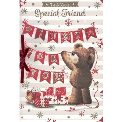 Image of large friend christmas card. traditional xmas design 7 x 10 inches