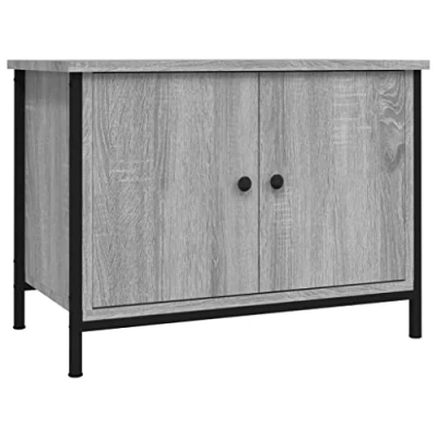 Image of vidaXL TV Cabinet Resistant Engineered Wood with Smooth Surface, Ample Storage Compartment, Metal Feet, Practical Doors Grey Sonoma (60x35x45 cm)
