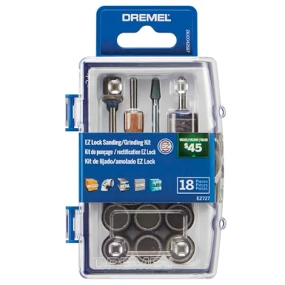 Image of Dremel EZ727 01 EZ Lock Sanding &amp; Grinding Rotary Tool Accessories Kit, 18 Piece Assorted Set Perfect for Detail and Sharpening