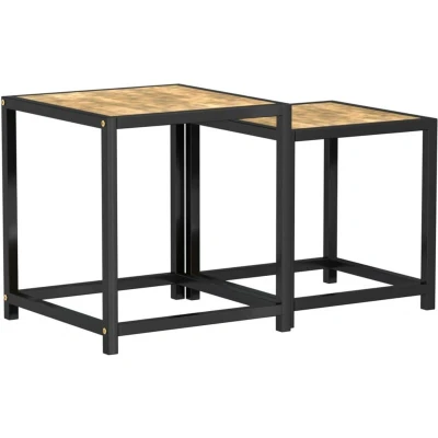 Image of vidaXL Tea Tables 2 pcs MDF Black and Yellow