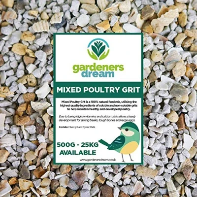 Image of GardenersDream Mixed Poultry Grit Premium Natural Food Mix Added Oyster Shell Rich in Vitamins and Calcium Strong Beaks, Tough Bones &amp; Large Eggs Healthy Developed Animal Feed (1kg)