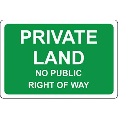 Image of Private land no public right of way safety sign 1.2mm Rigid plastic 300mm x 200mm