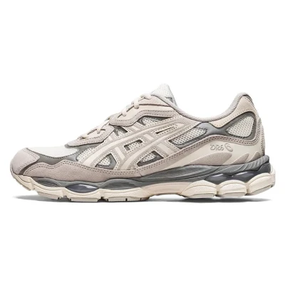 Image of Asics Sportstyle Gelnyc Unisex Trainers, Size: 11, Cream/oyster grey Leather and textile