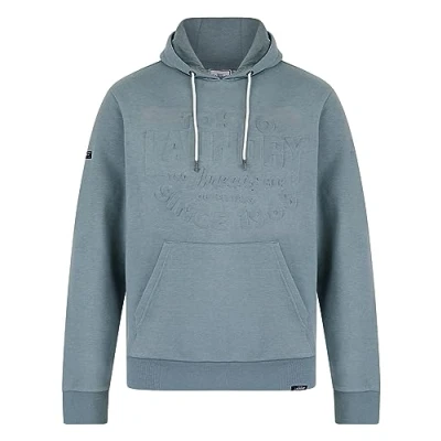 Image of Tokyo Laundry Men&#039;s Tides Embossed Motif Brushback Fleece Pullover Hooded Cool Grey