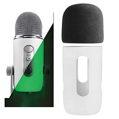 Image of YOUSHARES Microphone Windscreen Foam Mic Cover Pop Filter Windshield &amp;Protector for Blue Yeti, Yeti Pro Condenser Microphones (Moonwhite)