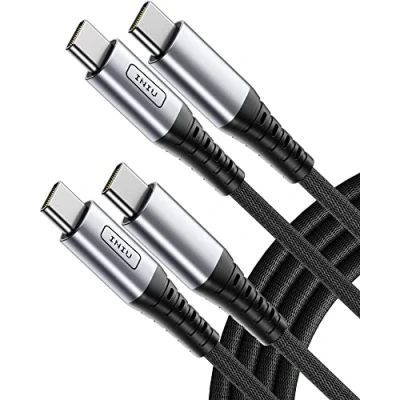 Image of INIU USB C Charger Cable, 2Pack/2m 60W PD QC 3.0 Fast Charging Type Nylon Braided to Cable for iPhone 15 iPad Air MacBook Pro Samsung S22 Ultra S21 S20 Switch Huawei Pixel etc.