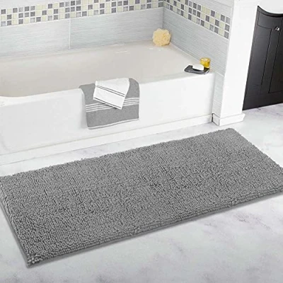 Image of Extra Large Bathroom Rug Long Bath Mat 80x120cm Ultra Soft Chenille Carpets,Non Slip &amp; Water Absorbent Bathtub Floor Runner for Bathroom,Bedroom,Kitchen