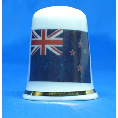 Image of Porcelain China Collectable Thimble Flag of New Zealand Free Dome Box