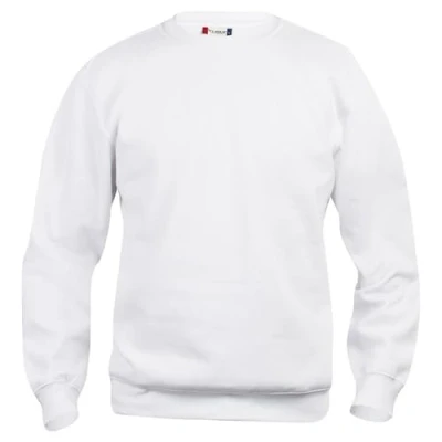 Image of CLIQUE Crew neck long sleeve sweatshirt Men Women Unisex Basic Roundneck, in polyester, elastic ribs, wash resistant fabric, White, XS