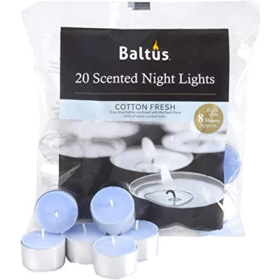 Image of XSS Fresh Cotton Scented Night Lights Tealights Candles Baltus 20pcs 8H Burn Time