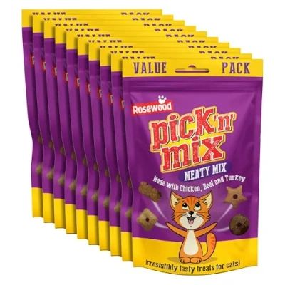 Image of Rosewood Pick &#039;n&#039; Mix Cat Treats, Meaty Mix, 10 x 180g Pouches