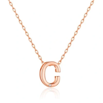 Image of Philip Jones Rose Gold Plated Initial Necklaces A to Z Created with Zircondia® Crystals (C)