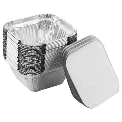 Image of (Pack of 25) Clear Plastic Containers/Aluminium Foil Food Containers with Lids Microwave Safe Meal Prep Takeaway Lunch Boxes Home Party Catering Kitchen Tubs Stackable (120 ML, aluminum)