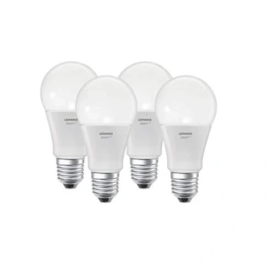 Image of LEDVANCE Smart LED Lamp With Bluetooth Technology, E27 Socket, Changeable Light Color (2700 6500K), RGB Colors, Replaces Incandescent Lamps 60W, 4 pack