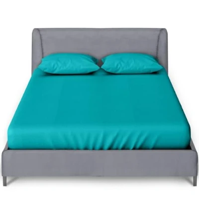 Image of GC GAVENO CAVAILIA Fitted Sheet Double Bed Plain Dyed Bedding 10 Inch (25 cm) Elasticated Corner Polycotton Sheets 135 x 190 Cm Teal