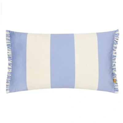 Image of furn. Araya Striped Velvet Filled Cushion Blue Size 30 cm x 50