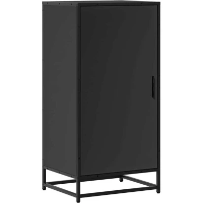 Image of vidaXL Shoe Rack Black Engineered Wood 48x38x97.5cm with Door Modern Freestanding Cabinet Organiser for Entryway, Bedroom