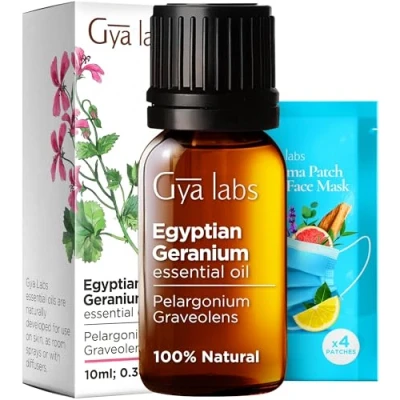Image of Gya Labs Egyptian Geranium Essential Oil for Diffuser Natural Aromatherapy Skin Hair Care, Massages &amp; Candle Making 100% (10ml)
