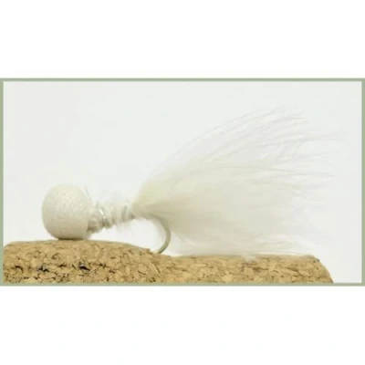 Image of 6 Pack of Barbless Booby White trout Fishing Flies, Size 10 Lures for rainbow