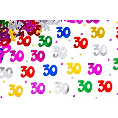 Image of 14g Multicolour 30th Birthday Confetti Foil Metallic Glitz Table Scatter Sprinkles Age Bday Party Decorations