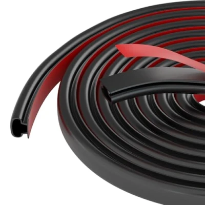 Image of 7M D Shape Rubber Door Sealing Strip, Draft Excluder for Frame, Self Adhesive Insulation Window Weather Strip Replacement 2.5 5.5mm Gap, Black