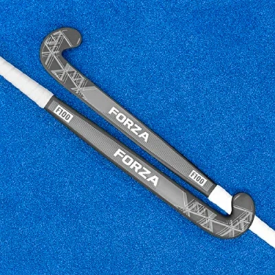 Image of FORZA F100 Hockey Sticks 100% Fibreglass Mid Bow Stick (37.5&quot;, Grey + Standard Bag)
