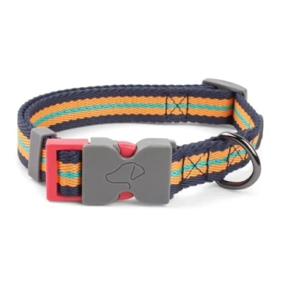 Image of Zoon Walkabout Dog Collar Oxford Design Blue Orange Green Stripes (M)