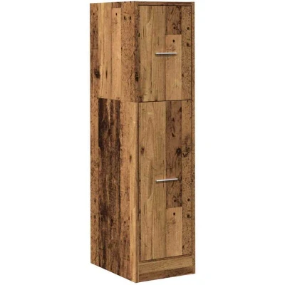 Image of vidaXL Apothecary Cabinet Old Wood Engineered Storage Drawer Unit with 3 Drawers 30 x 41 118 cm for Living Room, Bedroom, Office Brown