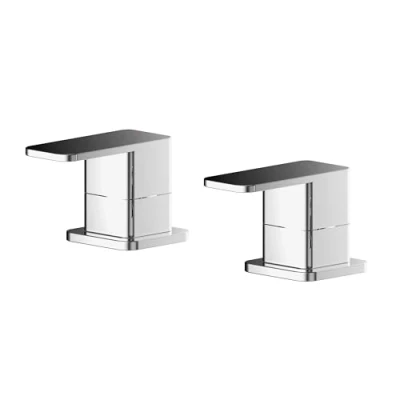 Image of Balterley Square Deck Mounted 3/4&quot; Chrome Side Valves