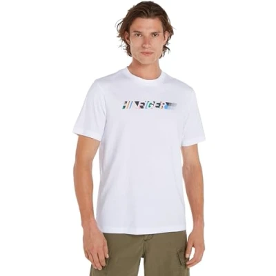 Image of Tommy Hilfiger Men Multicolour Tee S/S T Shirts, White, XL