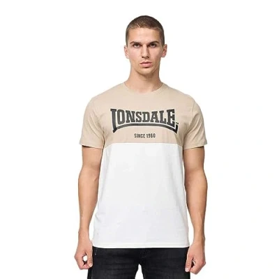 Image of Lonsdale Men&#039;s sandscove T Shirt, Sand/Off White/Black, S