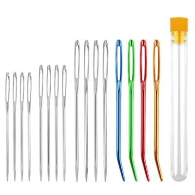 Image of iCovalescent 16 Pcs Large Eye Blunt Needles, Darning Needles for Wool, Crochet Wool Sewing Up Knitting DIY Crafts, Hand Knitting(Random Colors)